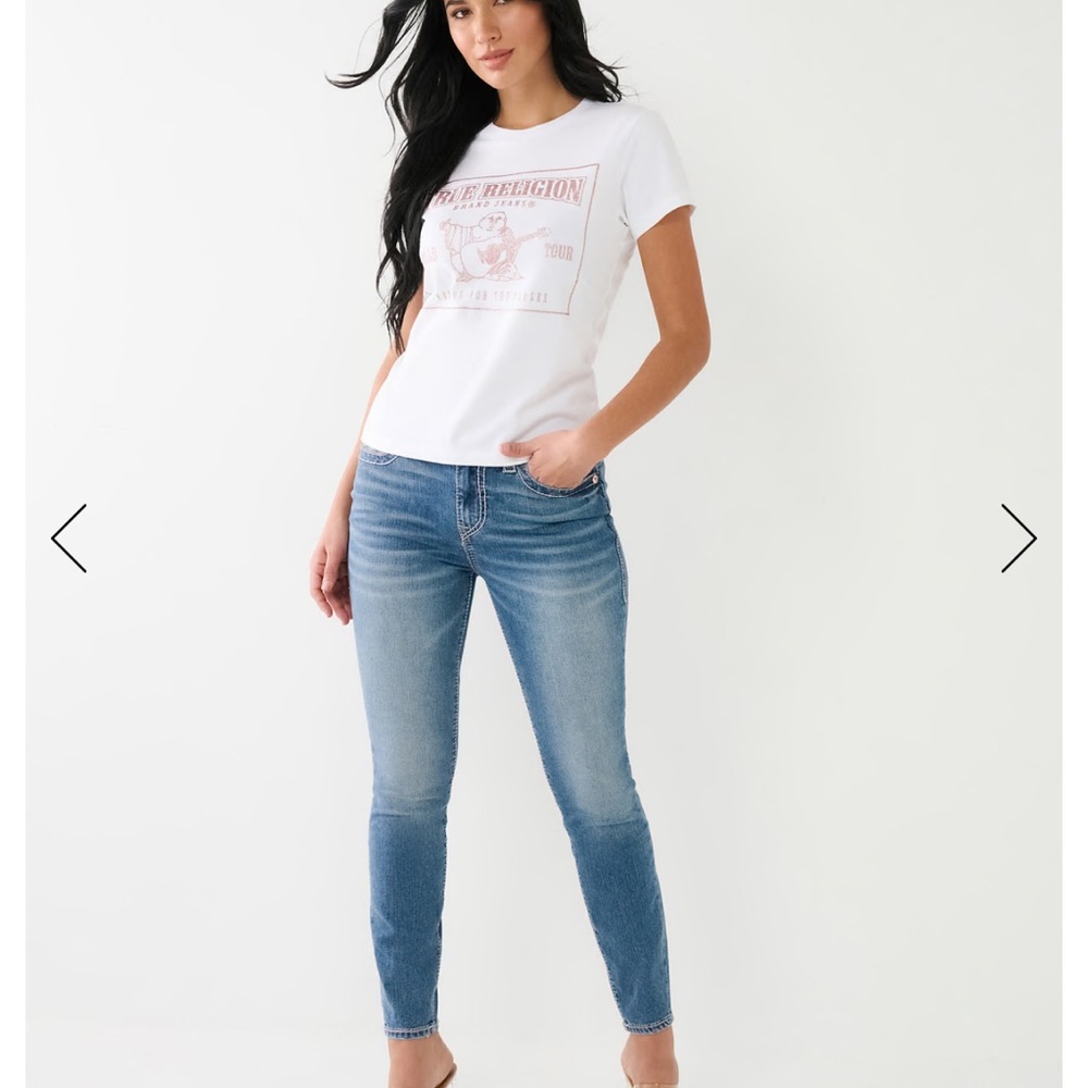 NWT True Religion glitter white tee M